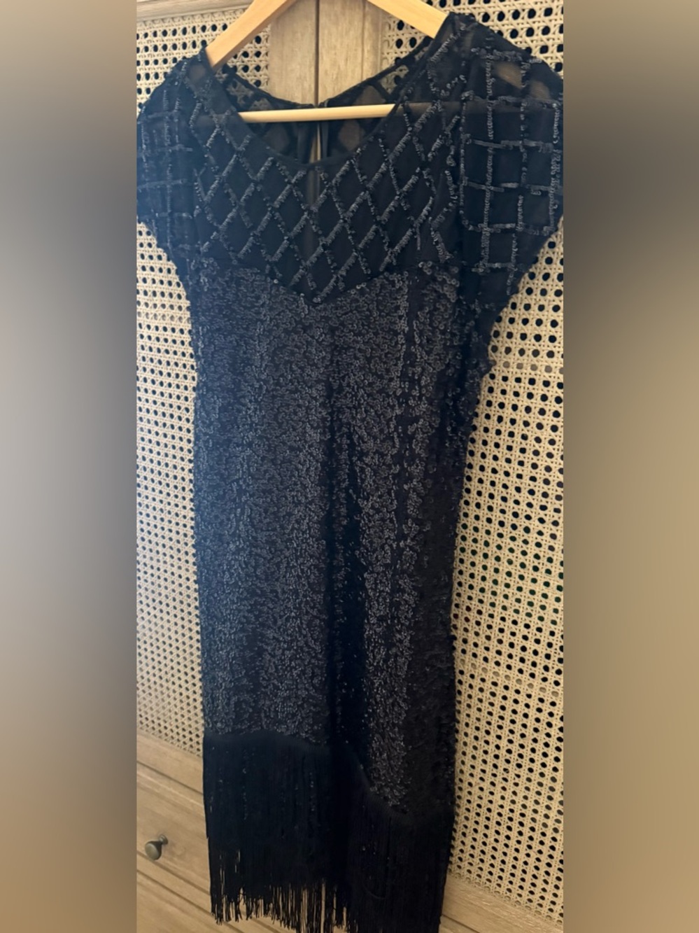 Black Beaded Fringe Flapper Dress - Women